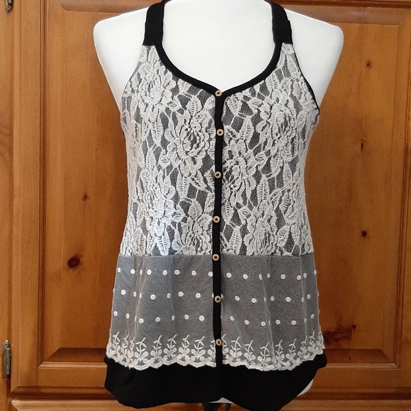 Tank with Lace Front Overlay
